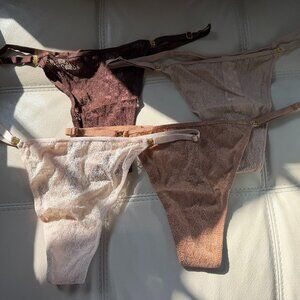 FOUR (4) Victoria's Secret Very Sexy Icon Lace Adjustable Thong Panty ST1122751